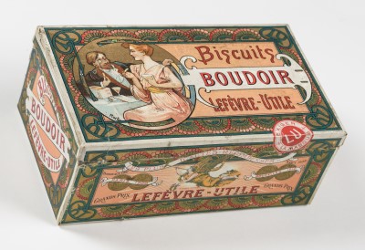 ルフェーヴル=ウティール社ビスケット(ブドワール)缶のパッケージ 1900年 リトグラフ/金属、紙